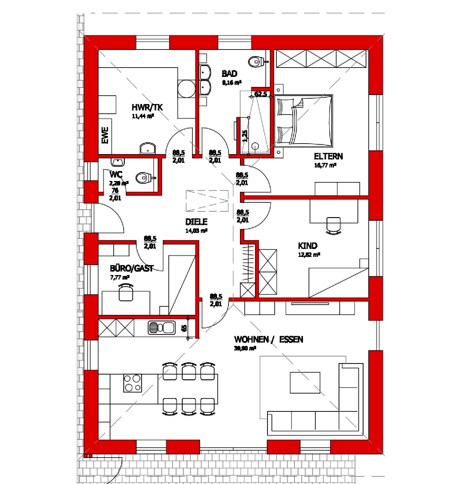 Schlüsselfertiger Bungalow mit Erdwärme und Photovoltaik -Effiziente Energienutzung
