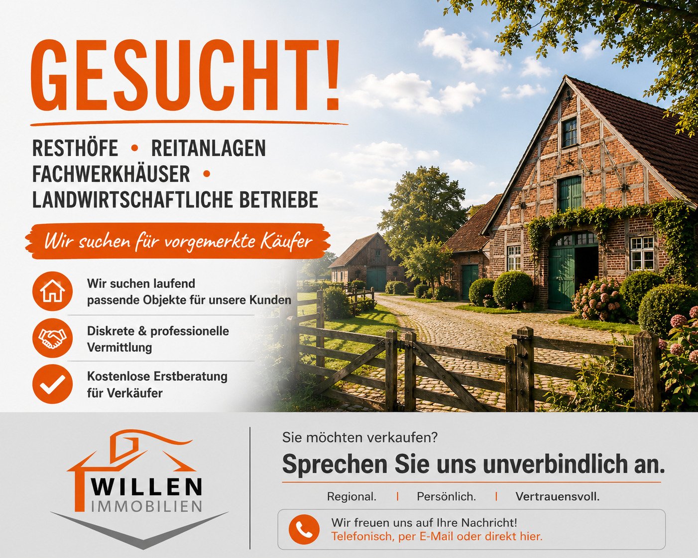 GESUCHT: Resthöfe, Reitanlagen & ländliche Anwesen
